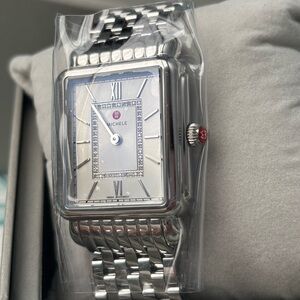 NEW MICHELE DECO II SILVER DIAMOND DIAL STAINLESS STEEL WATCH MWW06X000035